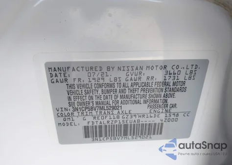 2021 Nissan Kicks S Xtronic Cvt from USA, damaged, VIN 3N1CP5BV7ML529021